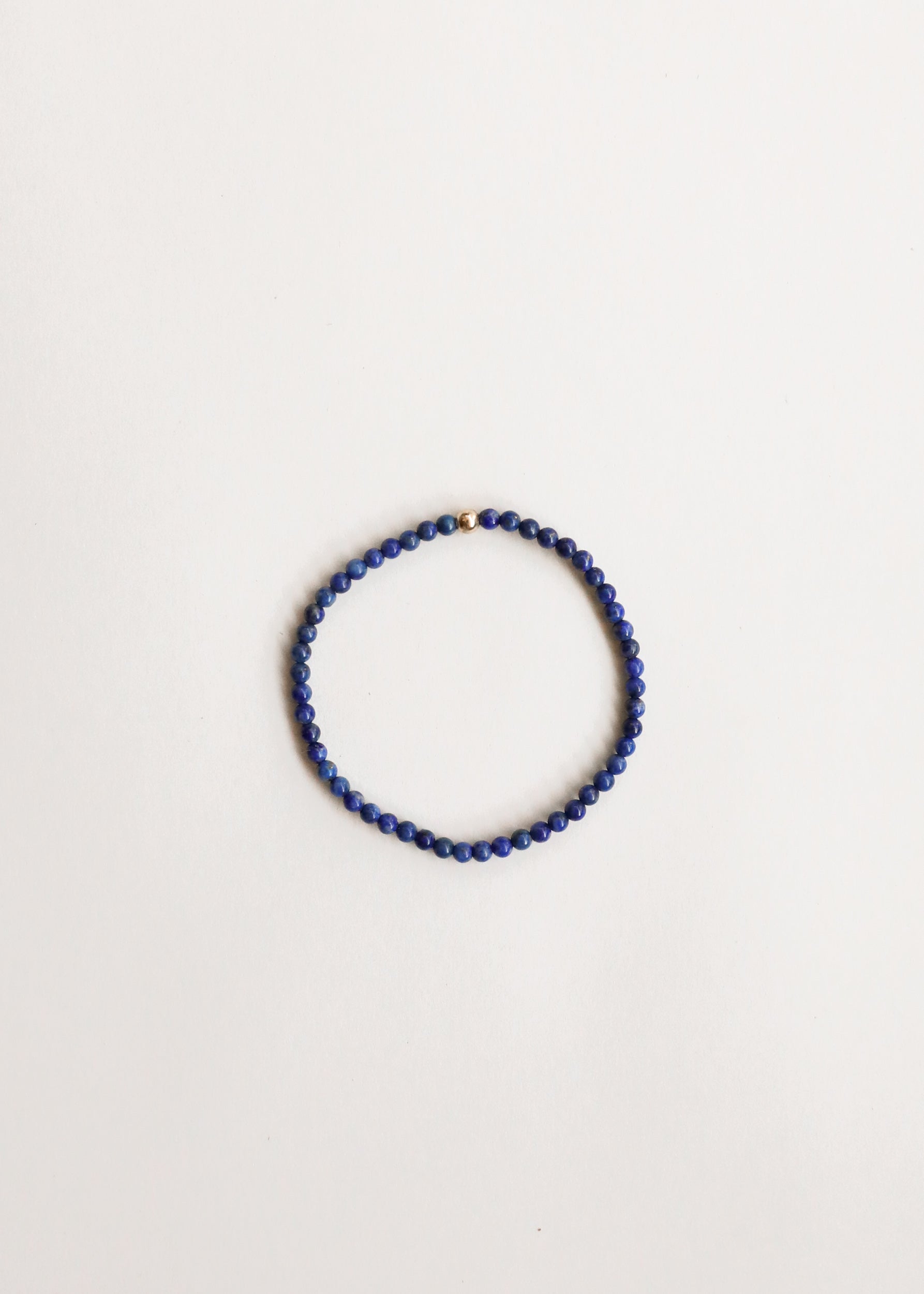 Lapis Lazuli + 14K Gold Filled Beaded Stretch Bracelet