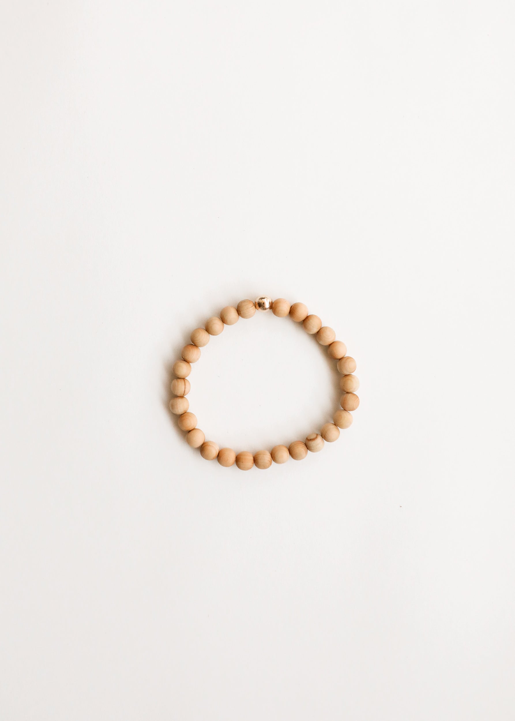 Cypress Wood + 14K Gold Filled || Beaded Stretch Bracelet