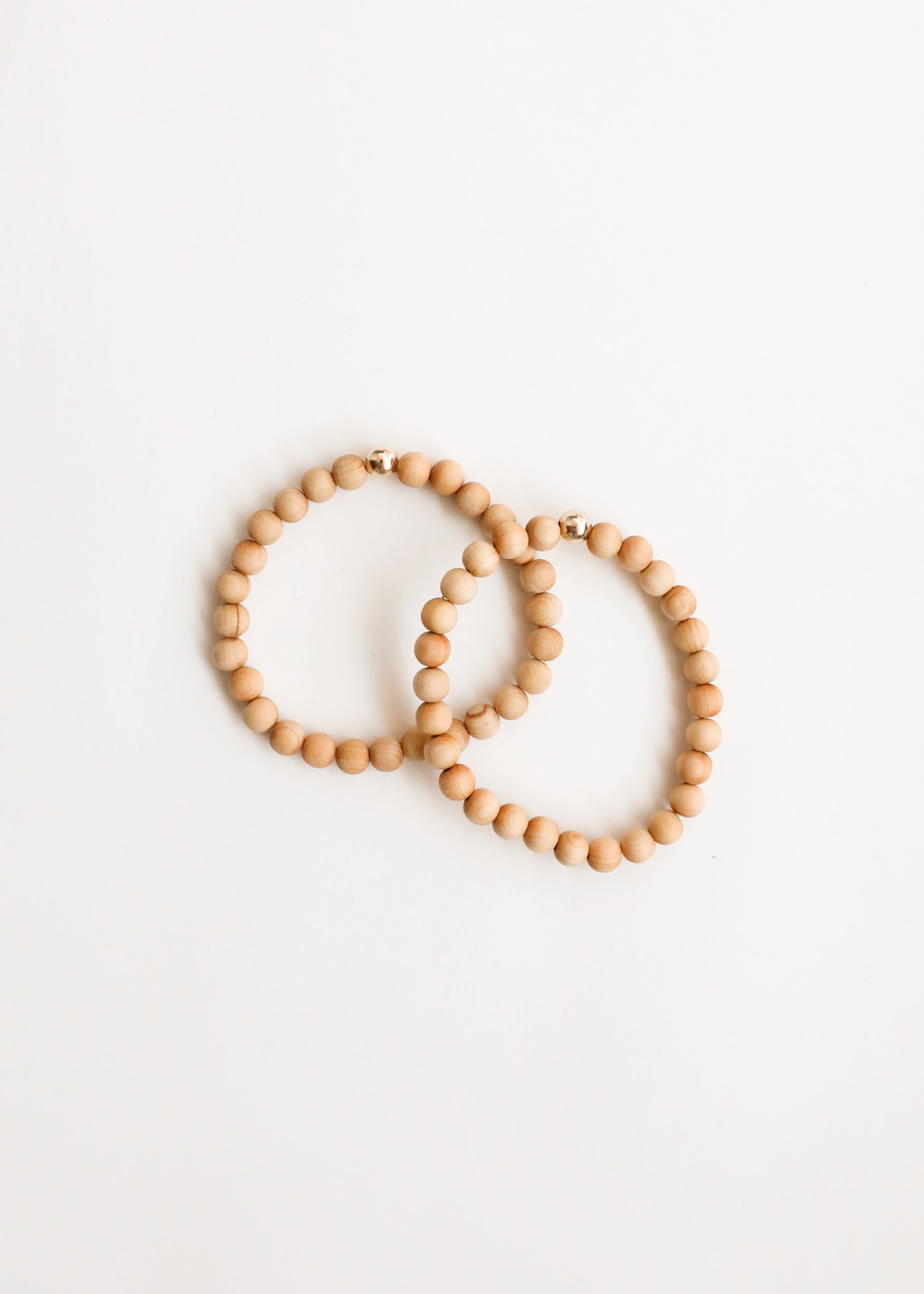 Cypress Wood + 14K Gold Filled || Beaded Stretch Bracelet