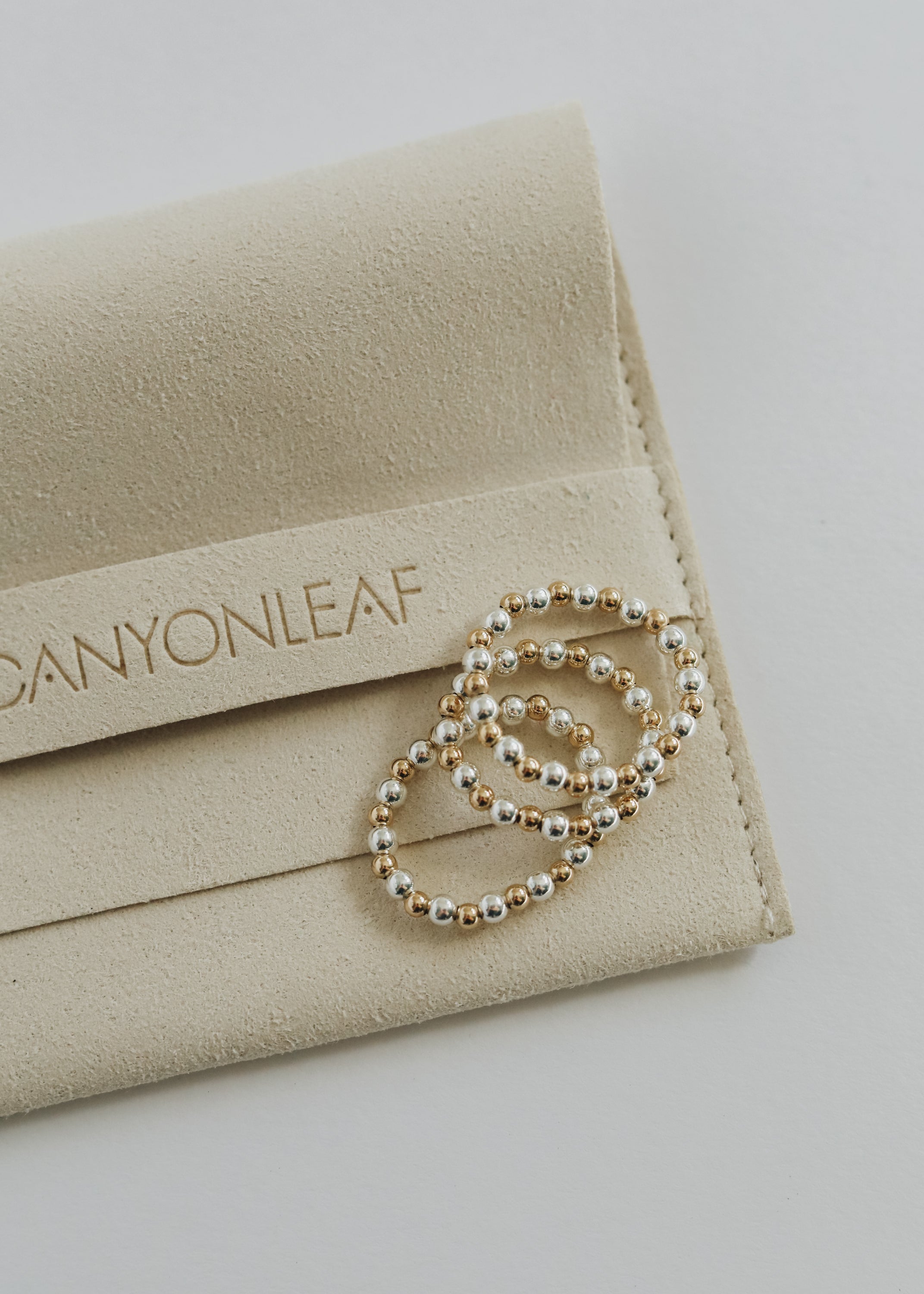 Sterling Silver + 14k Gold Filled || Beaded Stretch Ring