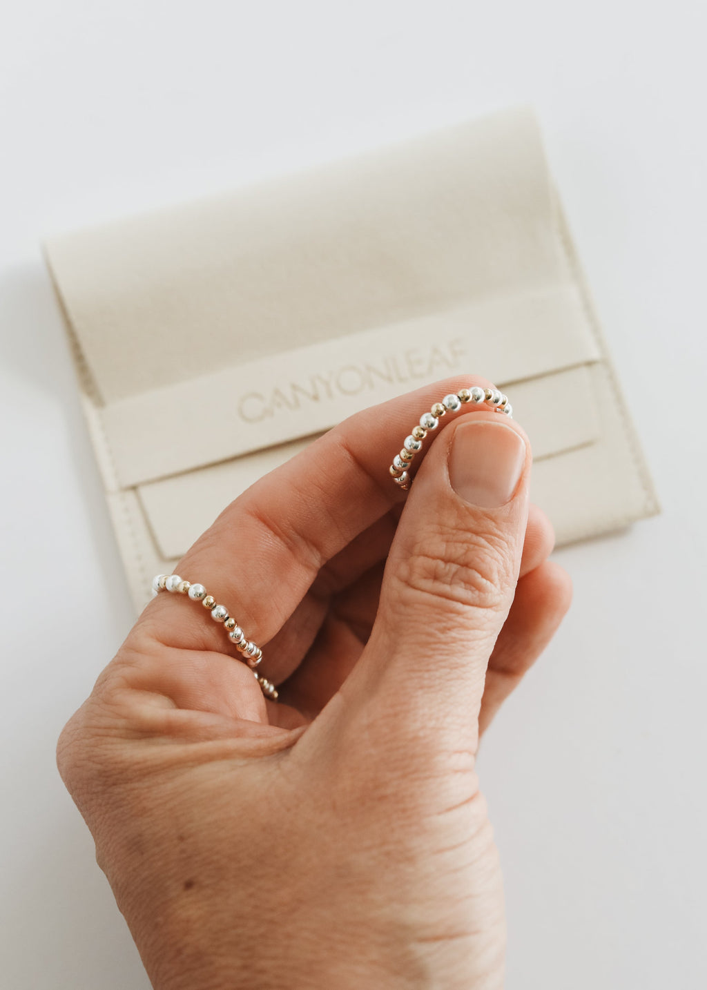 Sterling Silver + 14k Gold Filled || Beaded Stretch Ring