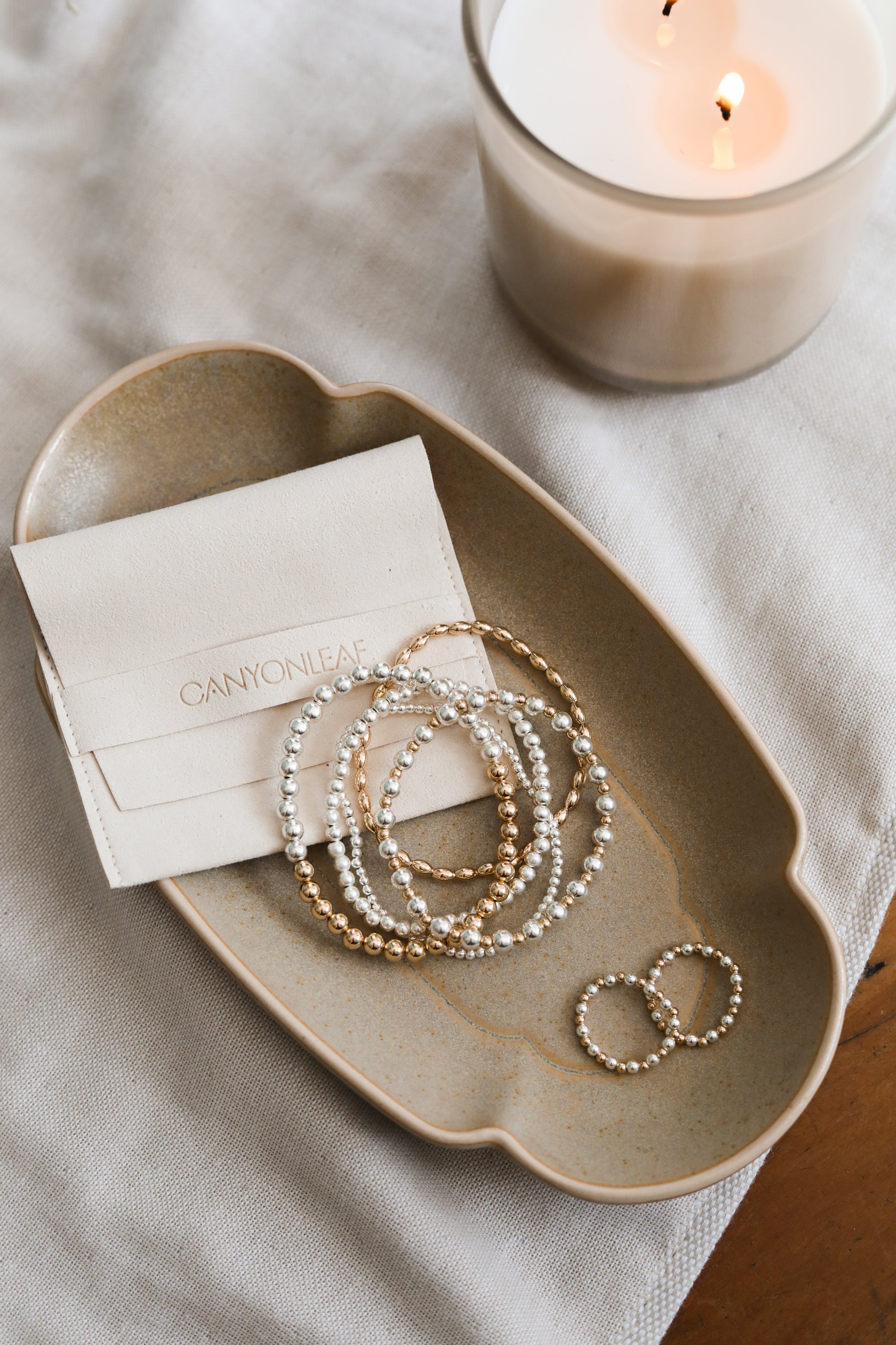 Sterling Silver || Beaded Stretch Anklet or Bracelet