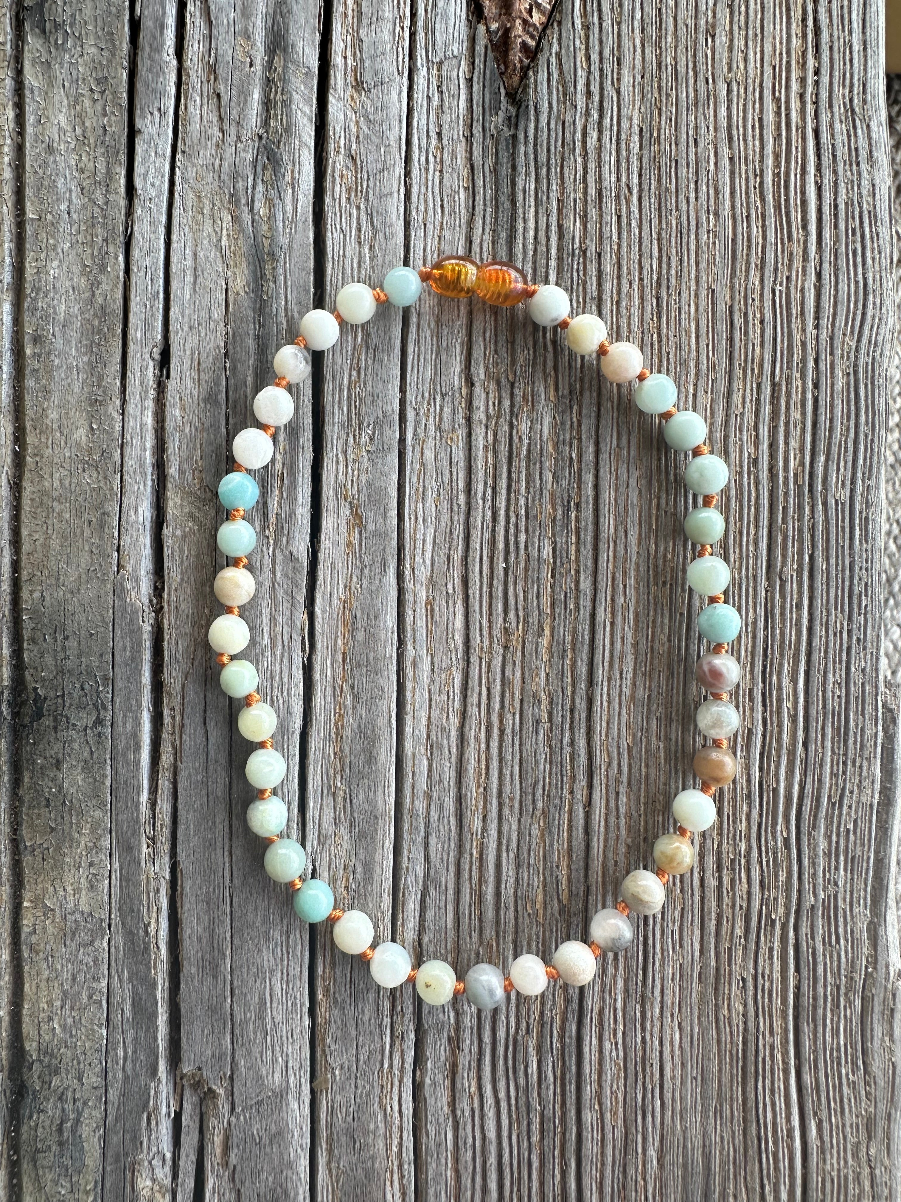 Natural Amazonite Gemstone || Beaded Necklace