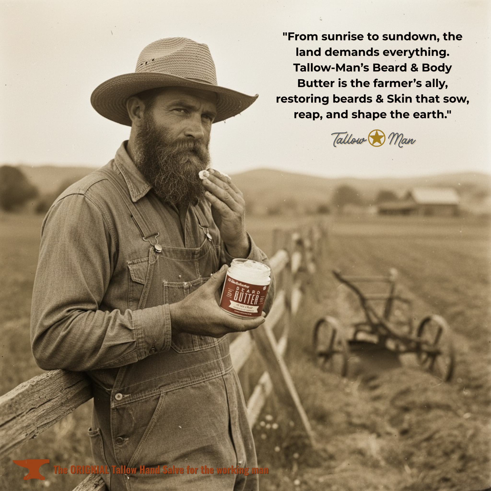 Tallow Man Beard Butter 9oz Trio – Men's Grooming Gift Set | Bay Rum, Tobacco Vanilla, Barbershop