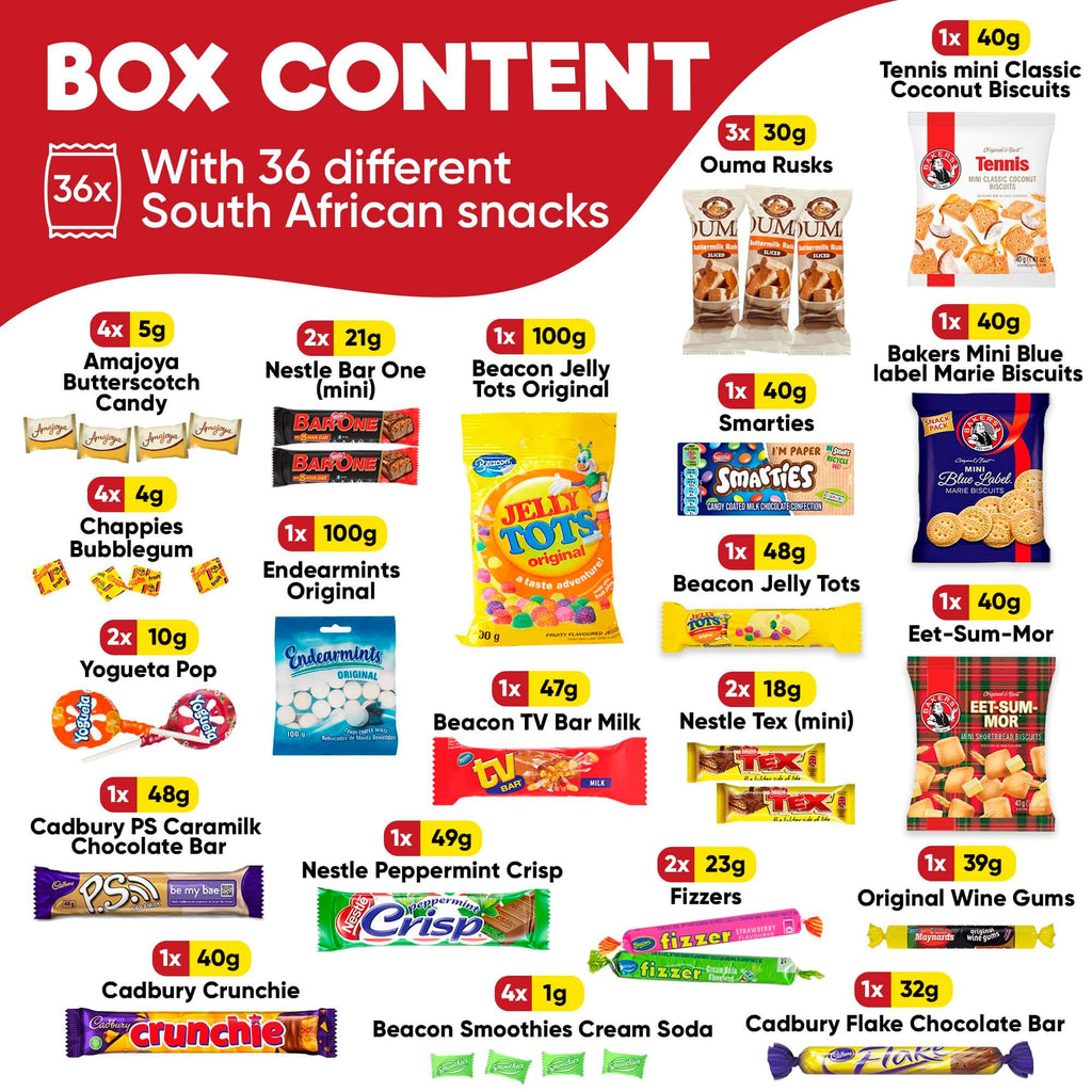 Premium South African Snack Box - 36 Authentic Treats & Confectionery