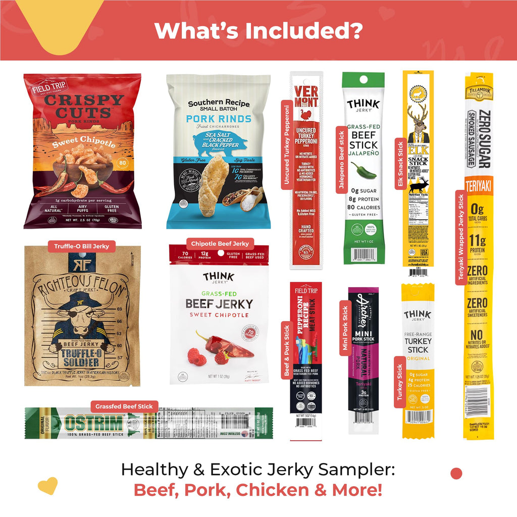 Premium Beef Jerky Gift Basket - Exotic Variety Pack for Men
