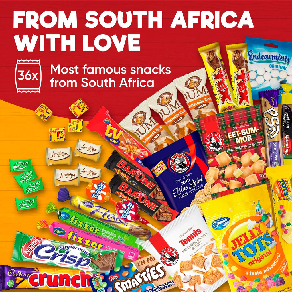Premium South African Snack Box - 36 Authentic Treats & Confectionery