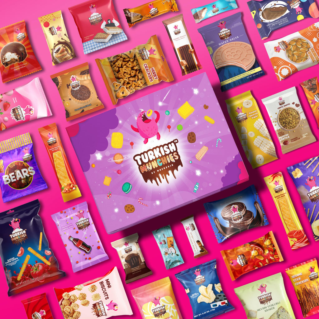 Turkish Munchies International Snack Box - 12 Premium Exotic Snacks