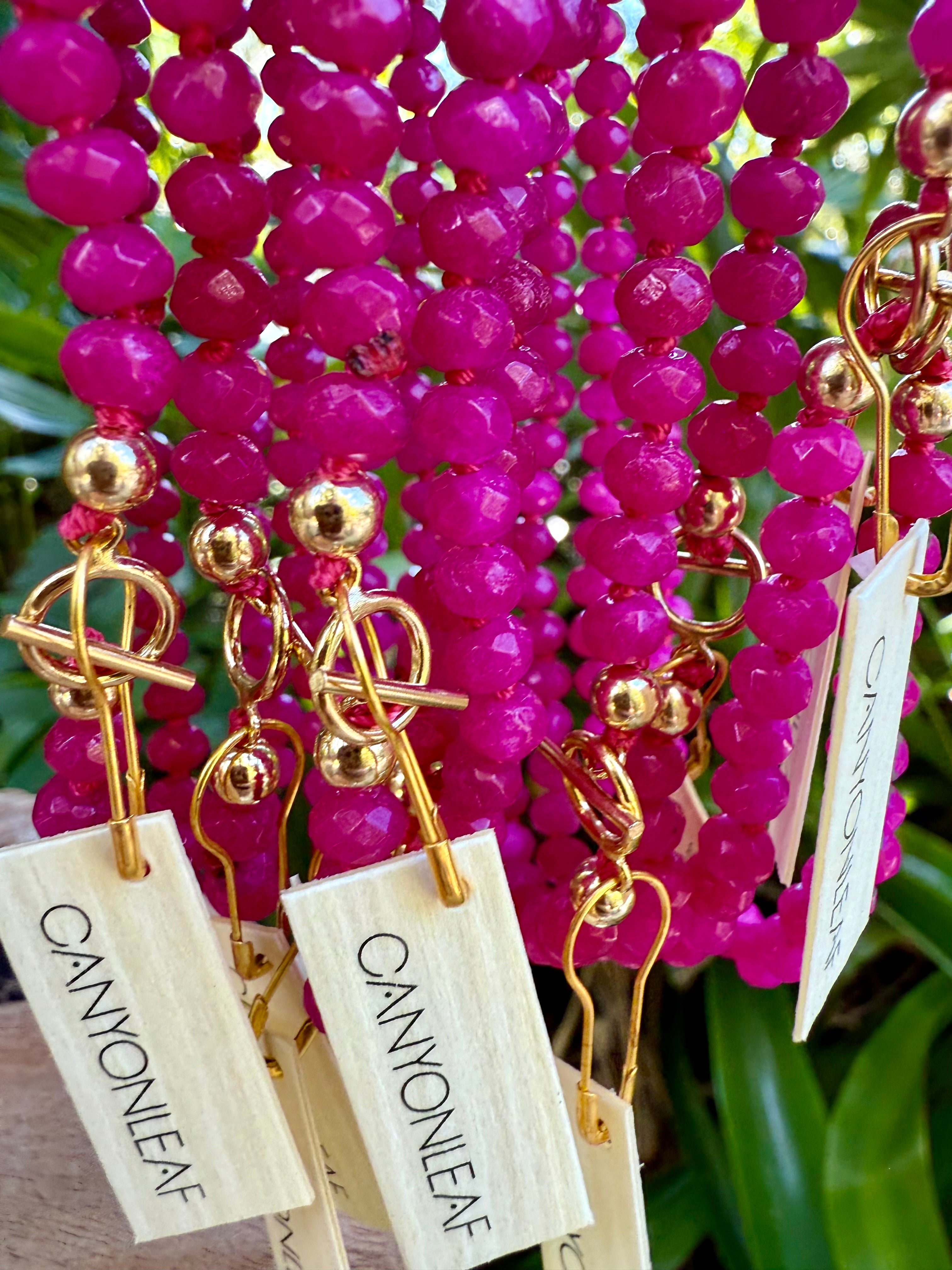 Pink Jade + 14k Gold Filled Toggle || Gemstone Necklace