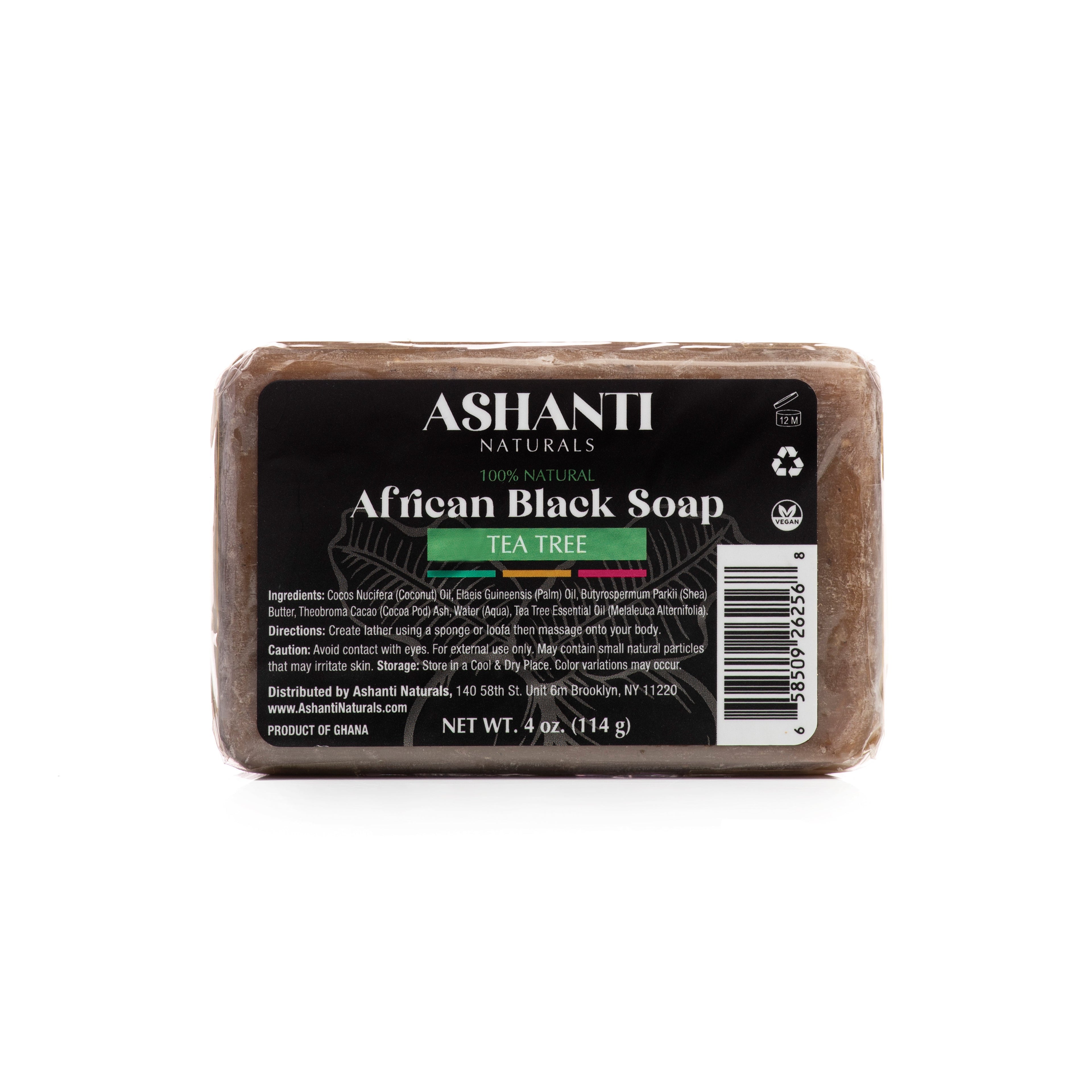 ASHANTI NATURALS 100% African Black Soap - Tea Tree
