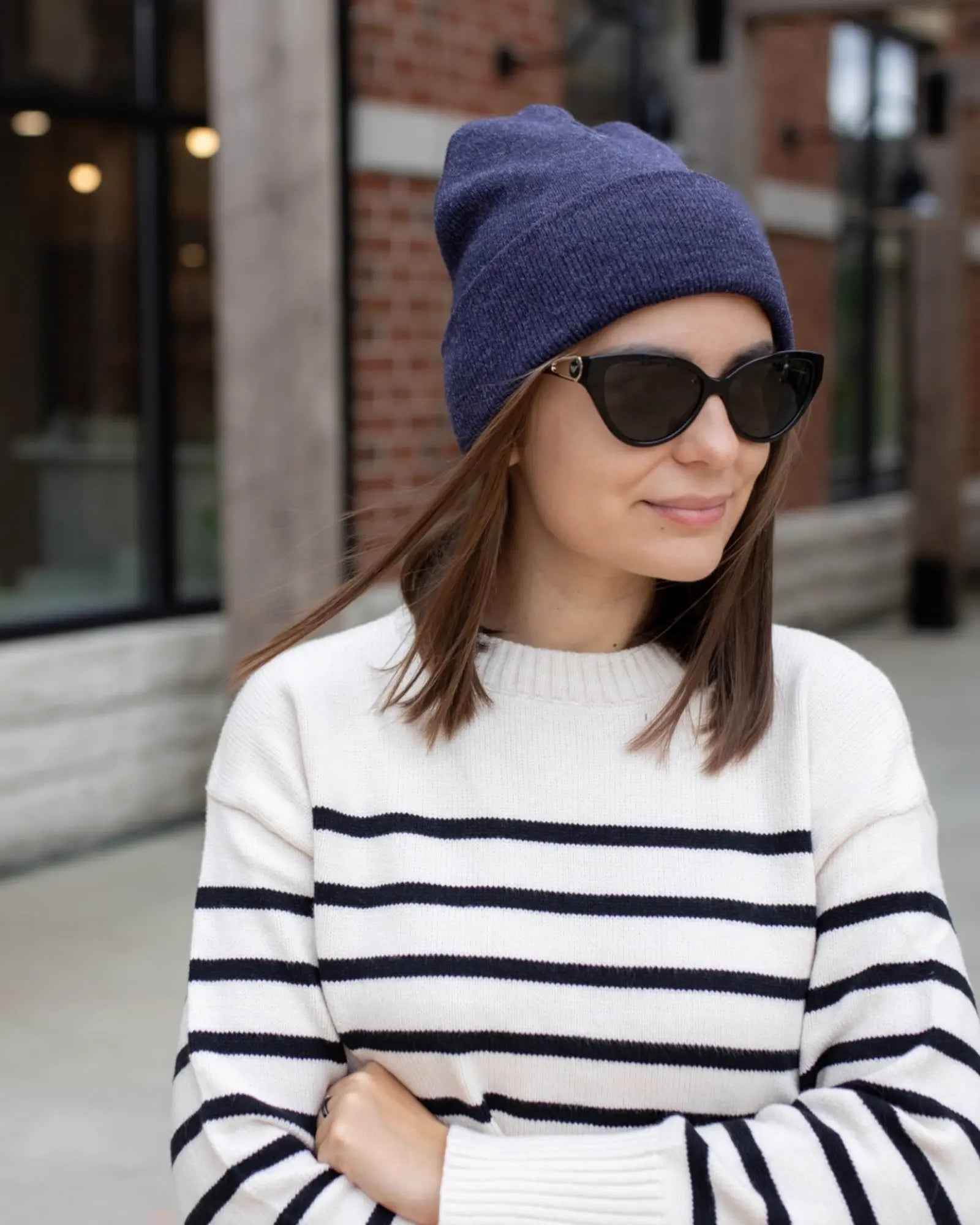 CS106 HAAKWEAR Traditional Silent Cuffed Beanie, Denim Blue