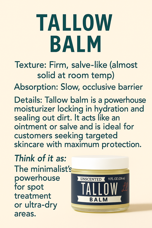 Unscented Tallow Skincare 9oz Trio - Whipped Moisturizer, Body Butter & Balm | Lady May Tallow