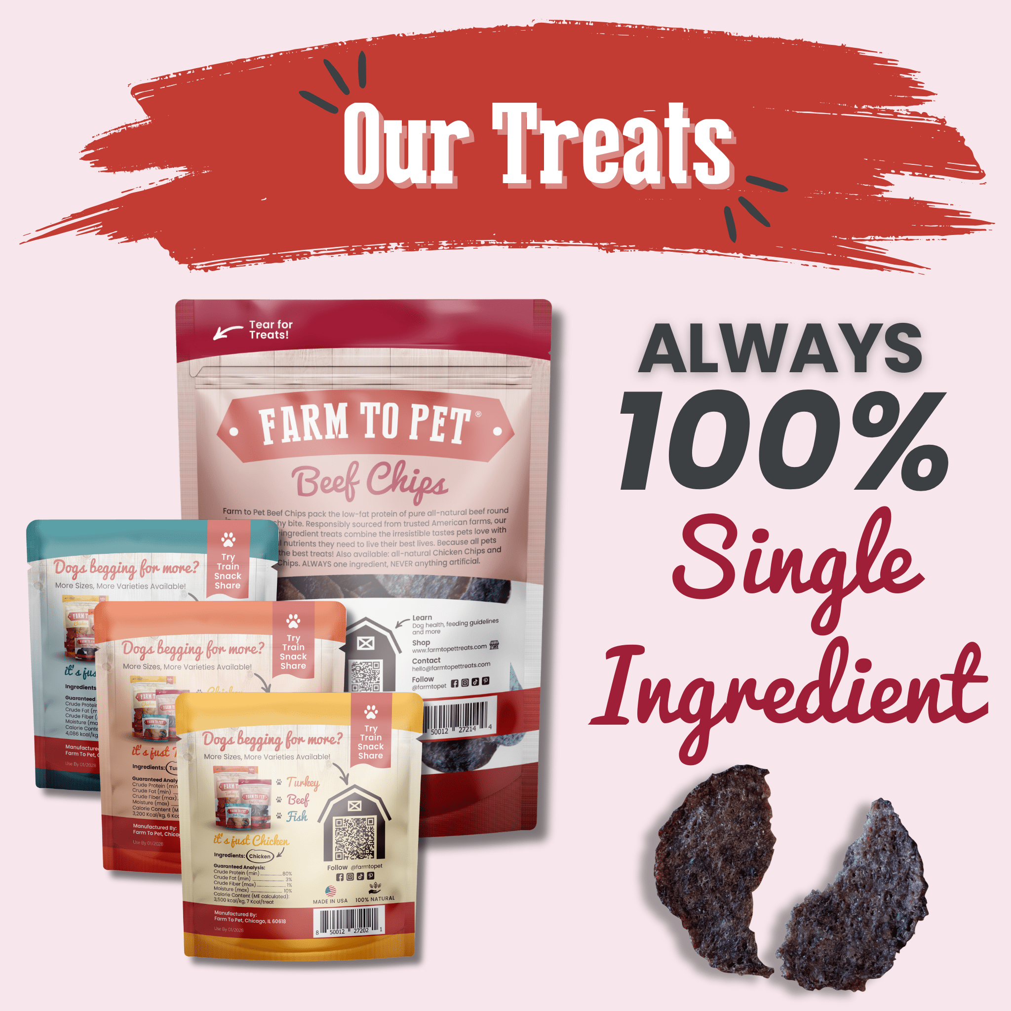 Puppy Packs 'n Snacks Dog Treat Starter Pack | Single-Ingredient Training Treats