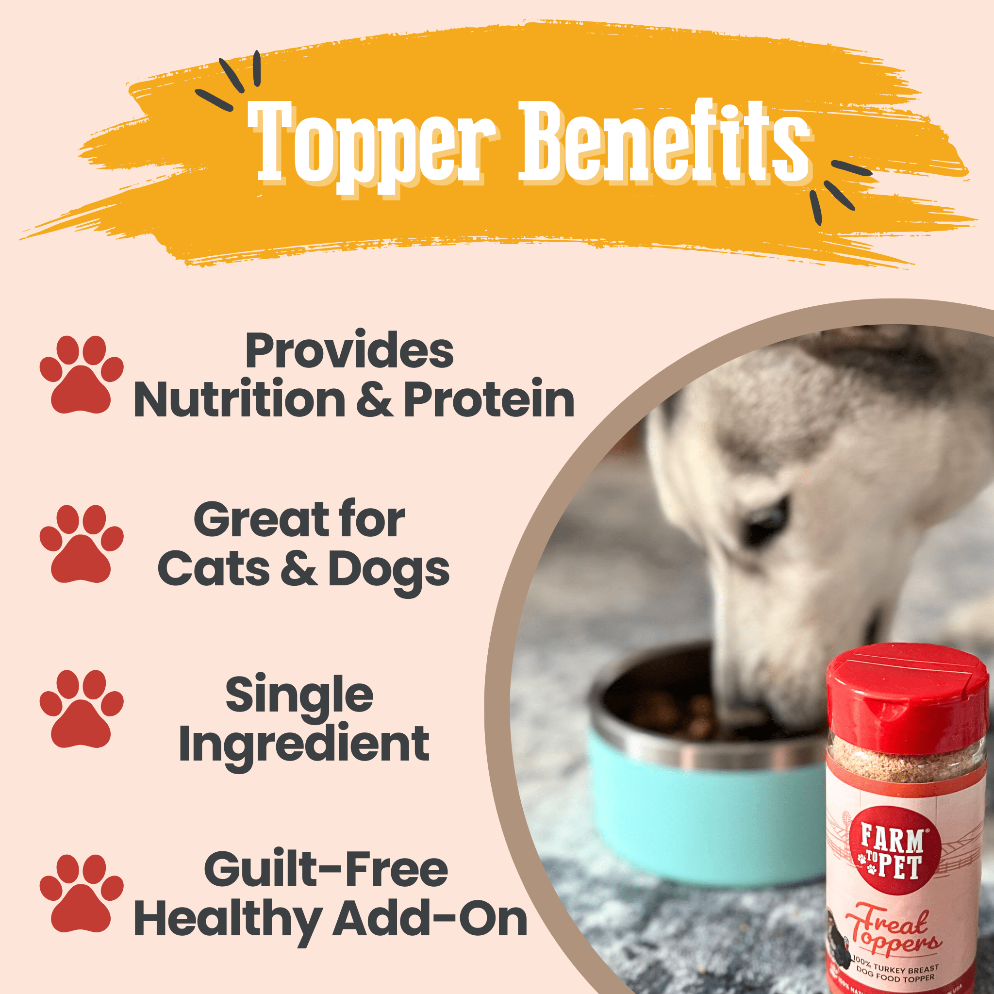 Treat Topper Turkey Dog Food Topper | Healthy Meal Supplement for Dogs