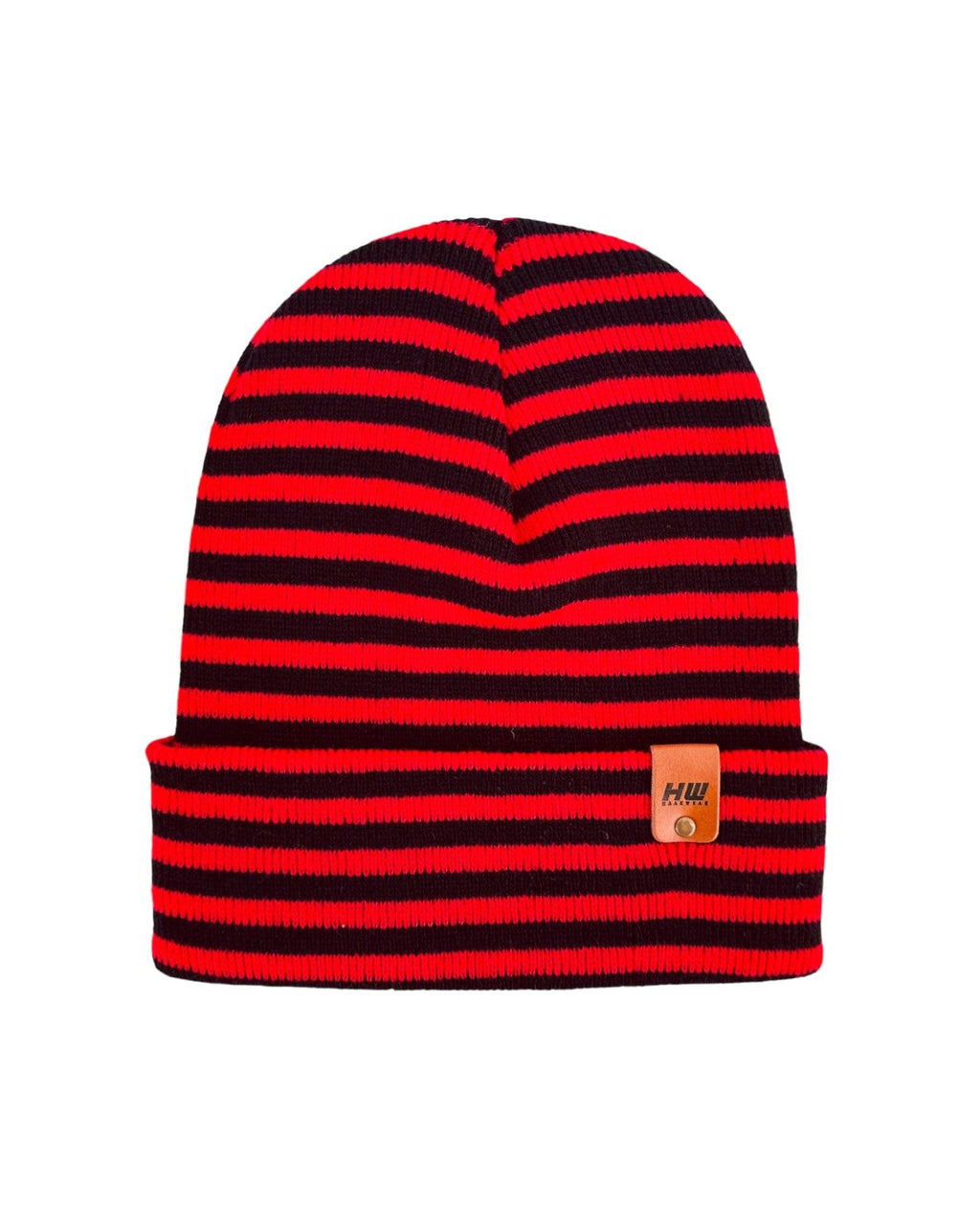 HAAKWEAR Classic RORO Cuffed Beanie / Hat - Black / Red, Made in USA