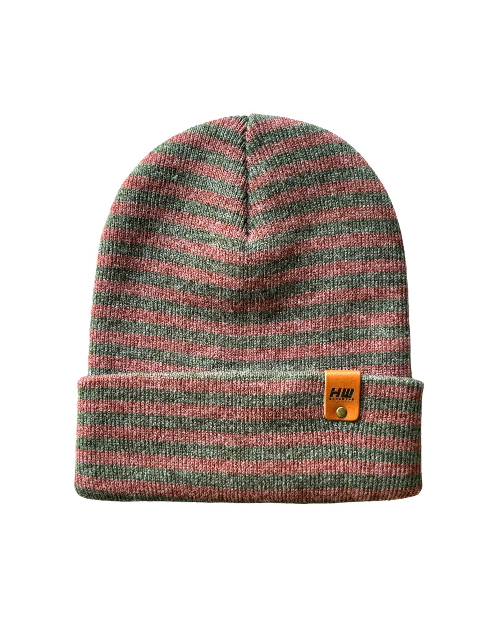 HAAKWEAR Classic RORO Cuffed Beanie / Hat - Burgundy / Green, Made in USA