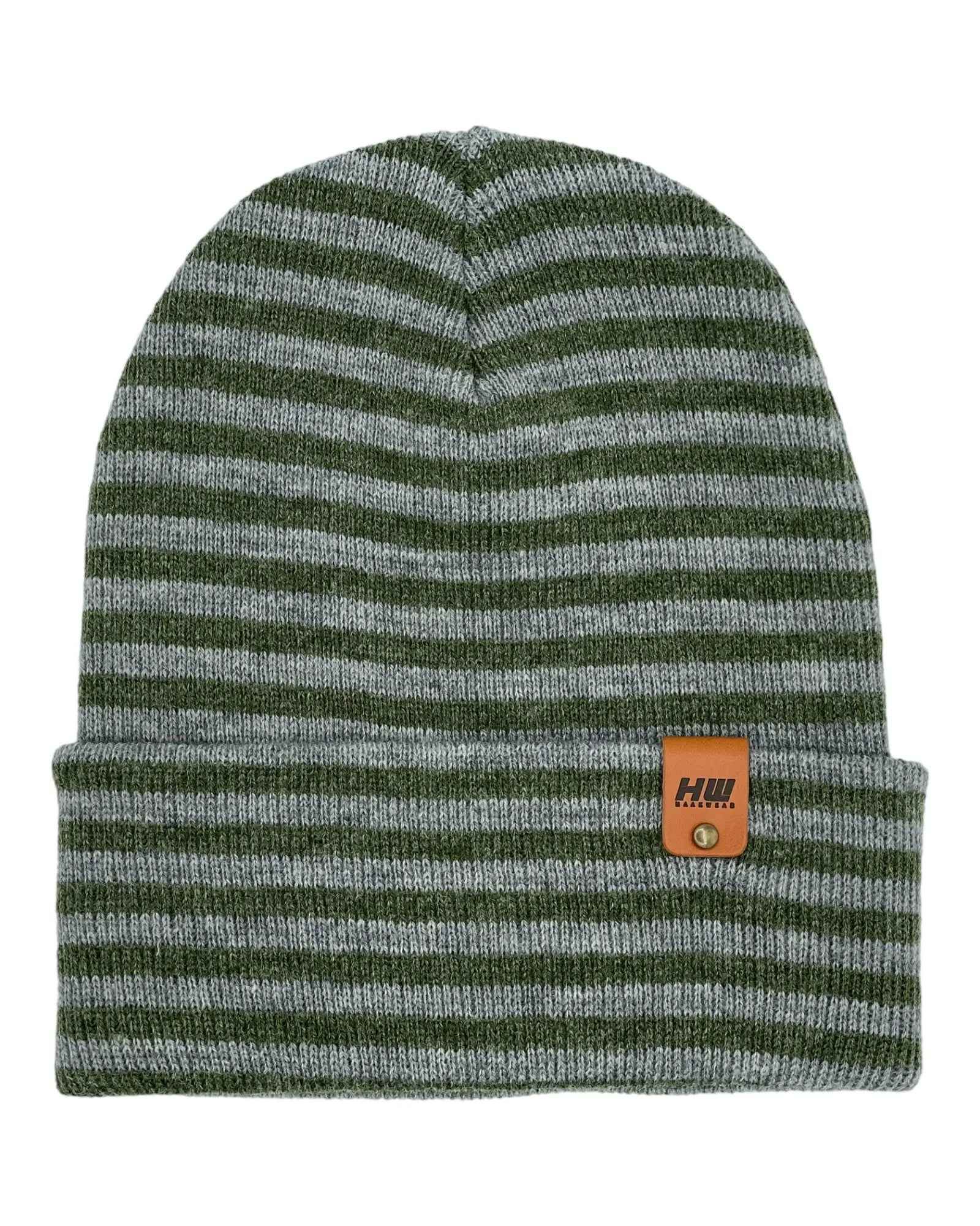 HAAKWEAR Classic RORO Cuffed Beanie / Hat - Gray / Green, Made in USA