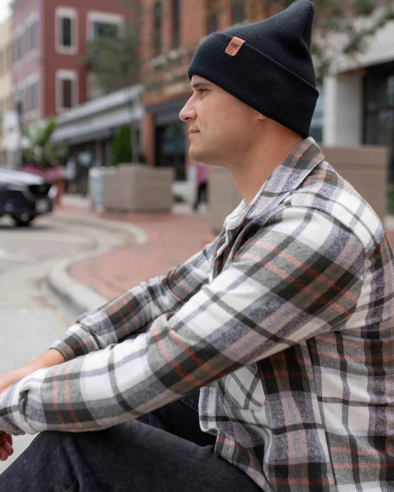 HAAKWEAR Beanie Made in USA - Classic Charcoal Black Knit Cuffed Hat