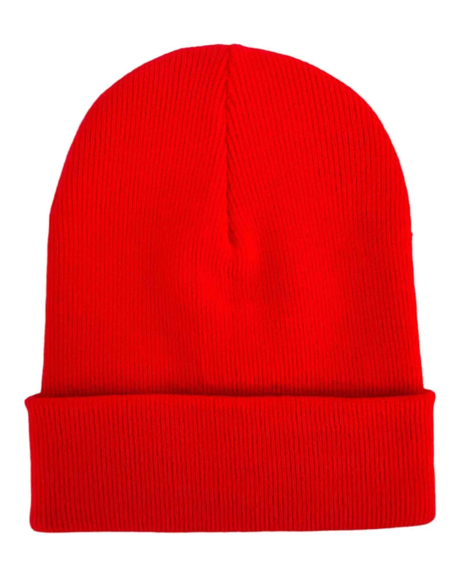 HAAKWEAR Knit Cuffed Classic Beanie / Hat - Scarlet Red, Made in USA