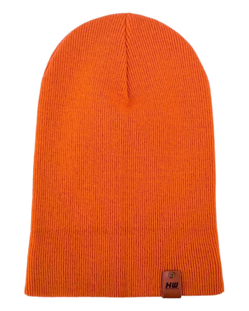 HAAKWEAR Knit Cuffed Classic Beanie / Hat - Tiger Orange, Made in USA