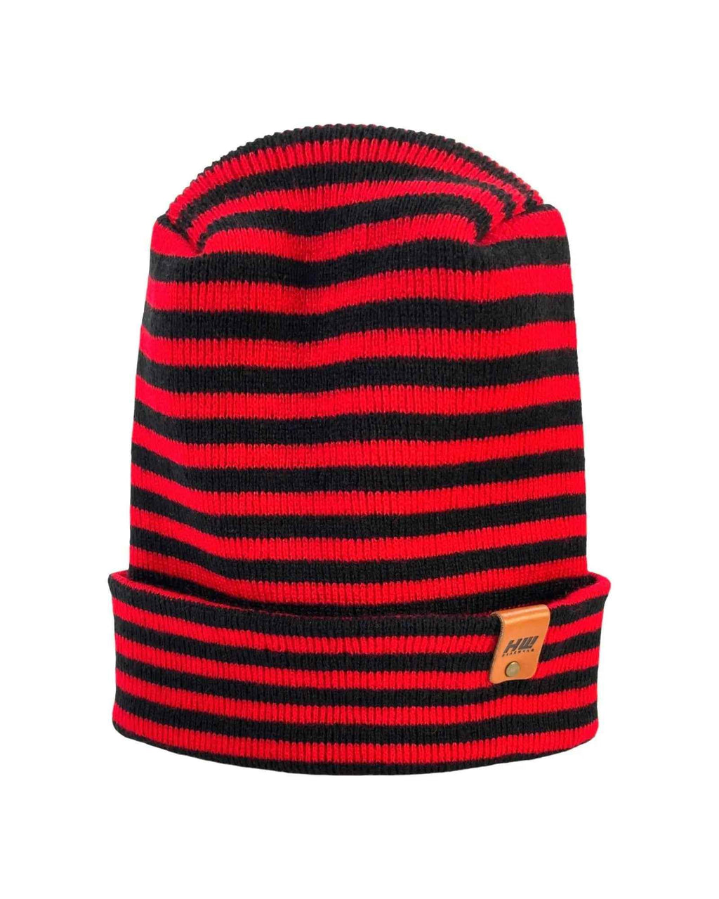 HAAKWEAR H Stitch RORO Cuffed Beanie (Patented) Black / Red, Made in USA