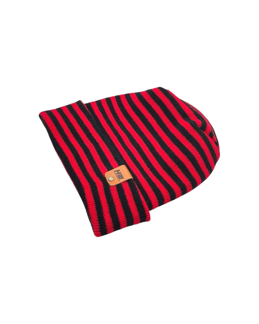 HAAKWEAR H Stitch RORO Cuffed Beanie (Patented) Black / Red, Made in USA