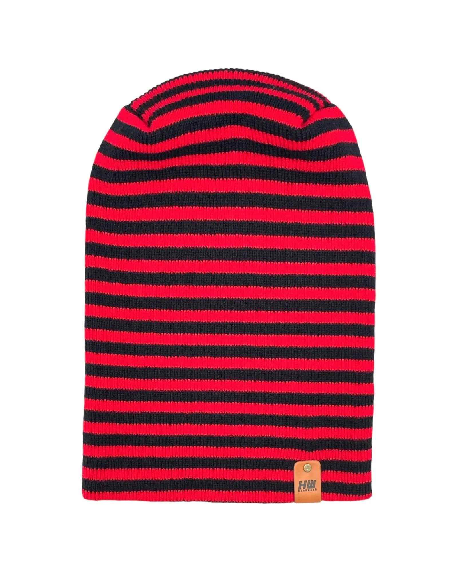 HAAKWEAR H Stitch RORO Cuffed Beanie (Patented) Black / Red, Made in USA