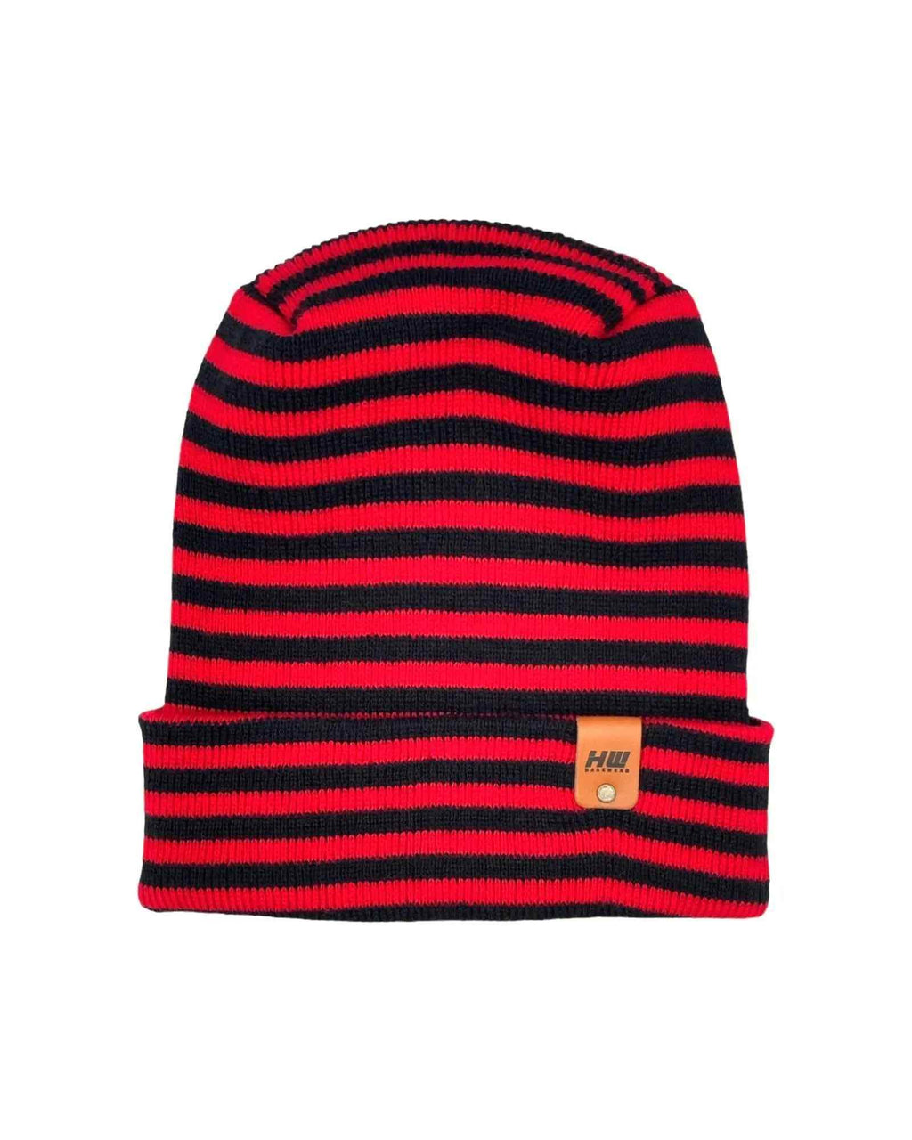 HAAKWEAR H Stitch RORO Cuffed Beanie (Patented) Black / Red, Made in USA