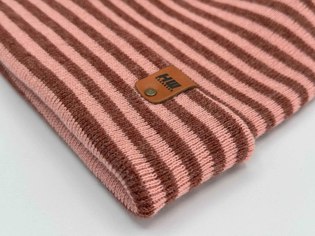 HAAKWEAR H Stitch RORO Cuffed Beanie (Patented Design) Burgundy / Pink, Made in USA