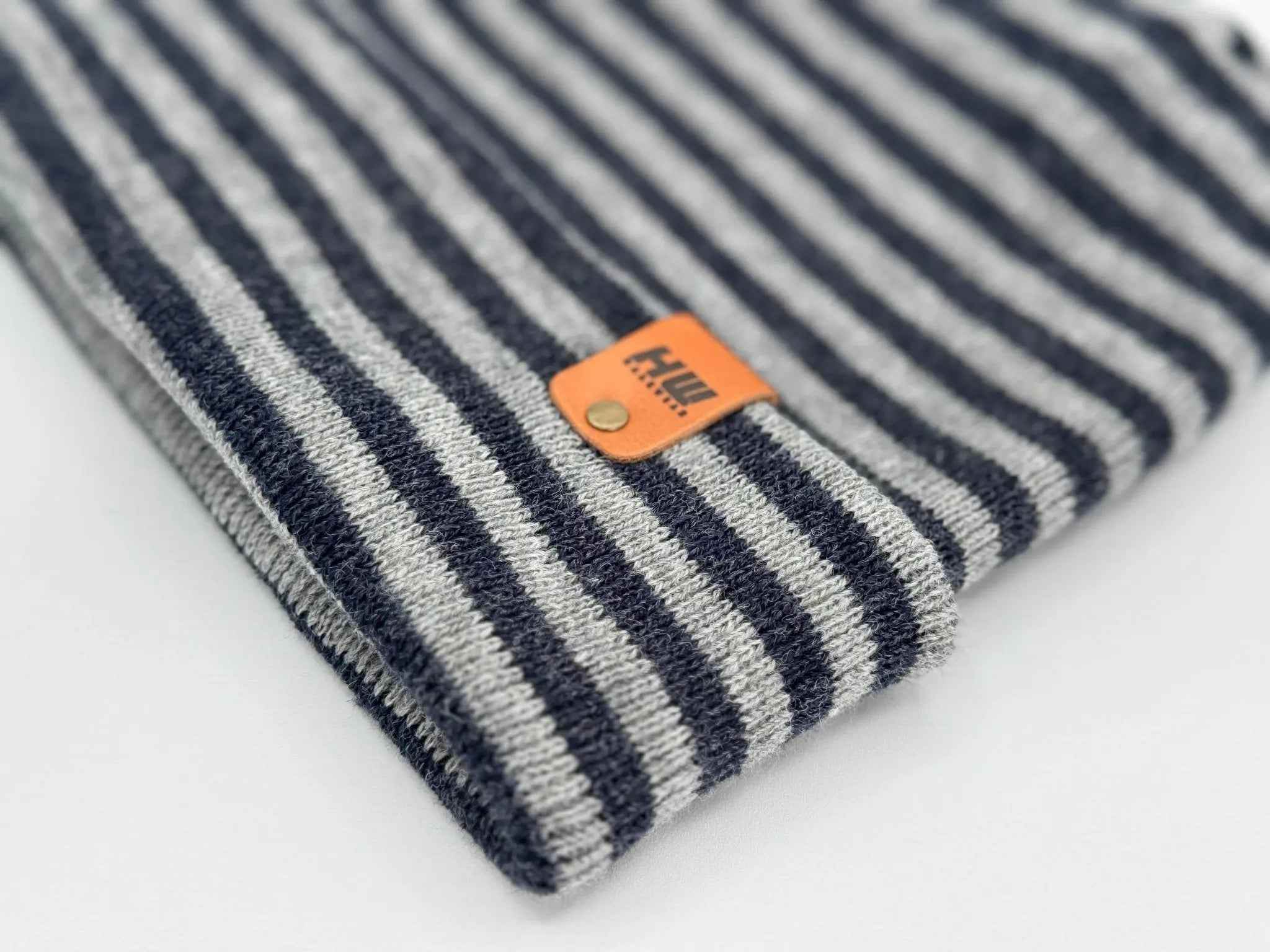 HAAKWEAR H Stitch RORO Cuffed Beanie (Patented Design) Gray / Denim, Made in USA