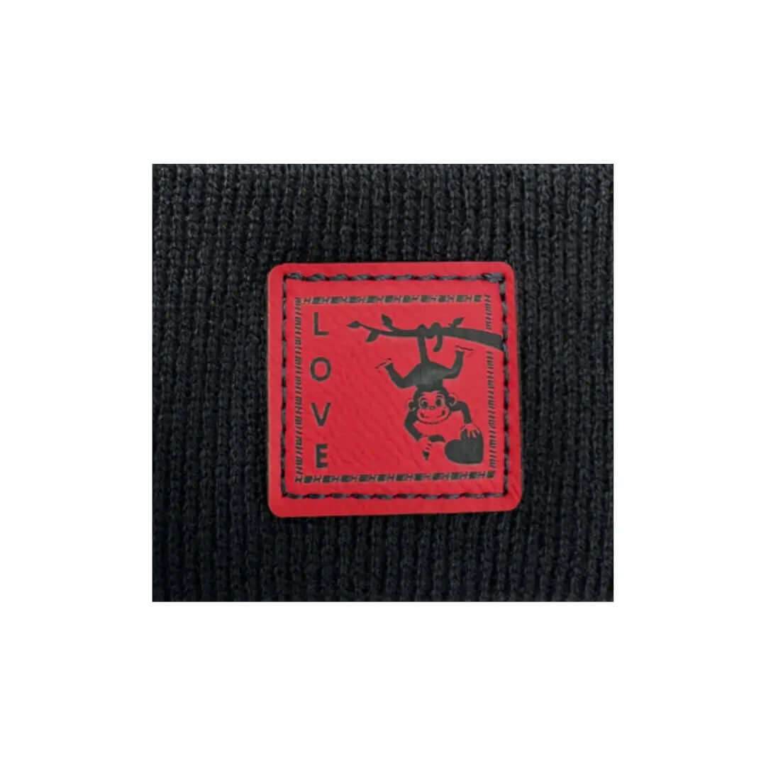 Haakwear Exclusive Love-Inspired H-Stitch Beanie – Limited Edition  Black Hat with Love Monkey