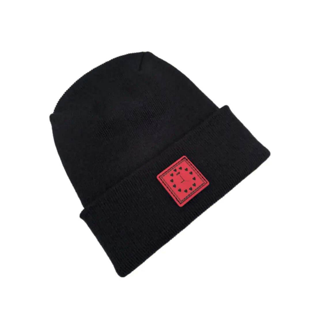 Love-Inspired H-Stitch Beanie – Black Heart Clock | Limited Edition | Trending Now