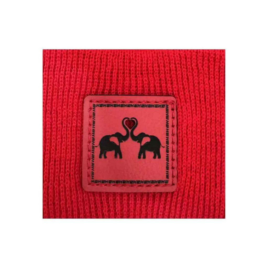 Love-Inspired H-Stitch Beanie – Scarlet Red Elelove Elephants