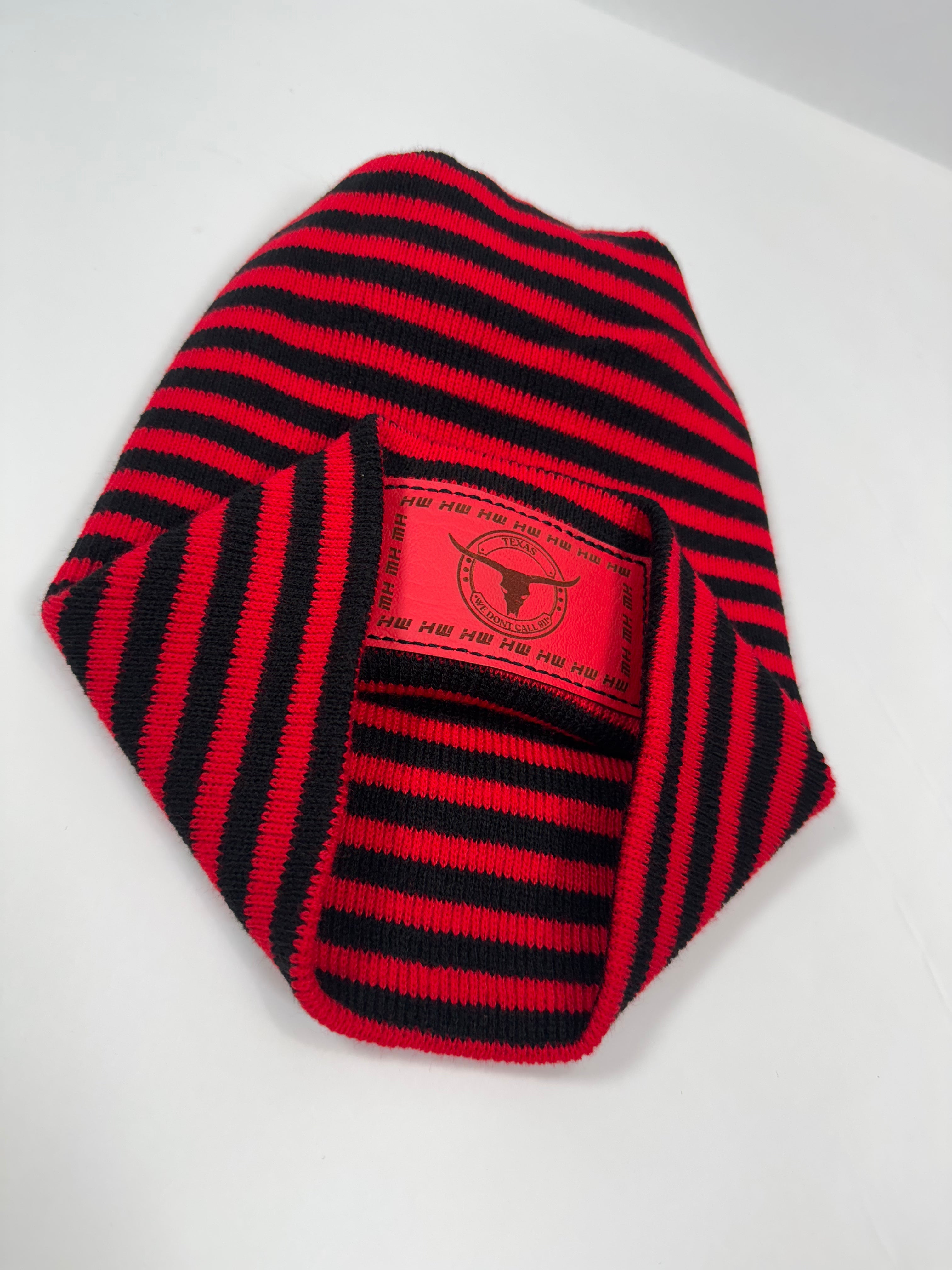 Haakwear Texas H Stitch Cuffed Beanie "We Don't Call 911"- Made in USA Hats (Limited Edition) - Black / Red RoRo
