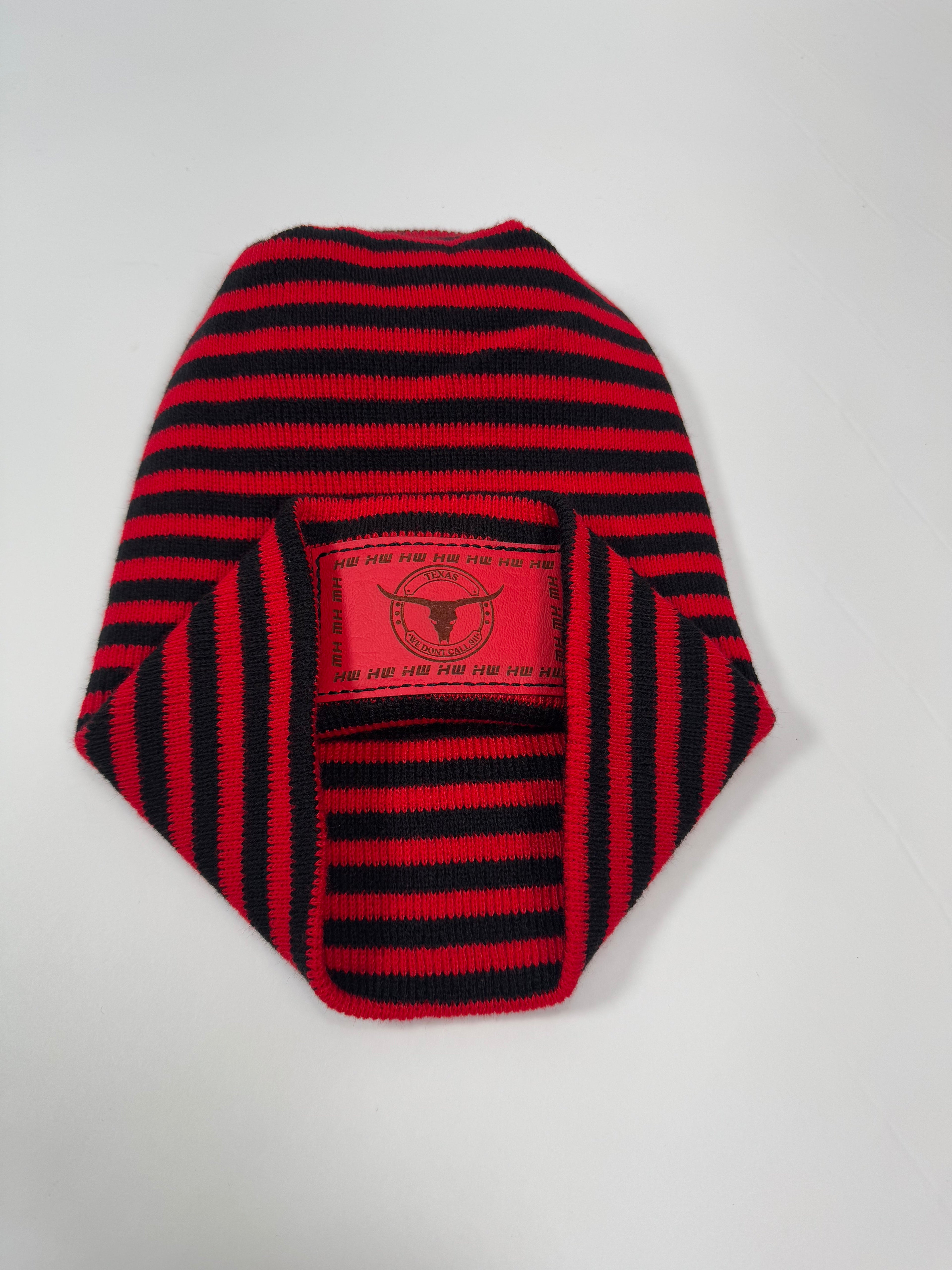 Haakwear Texas H Stitch Cuffed Beanie "We Don't Call 911"- Made in USA Hats (Limited Edition) - Black / Red RoRo