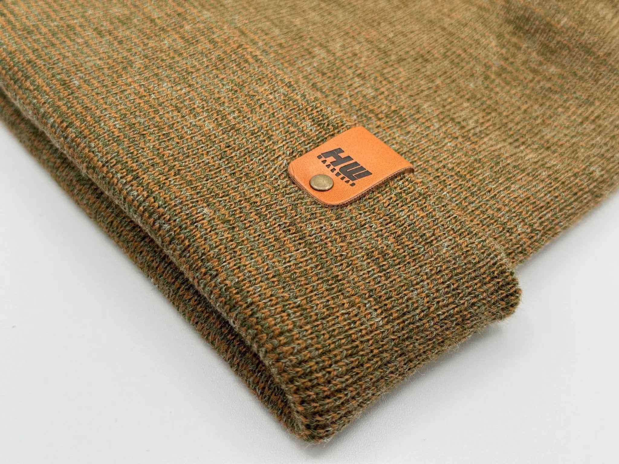 Haakwear H Stitch Fusion Cuffed Beanie / Hat (Patent Design) Brown / Green, Made in USA