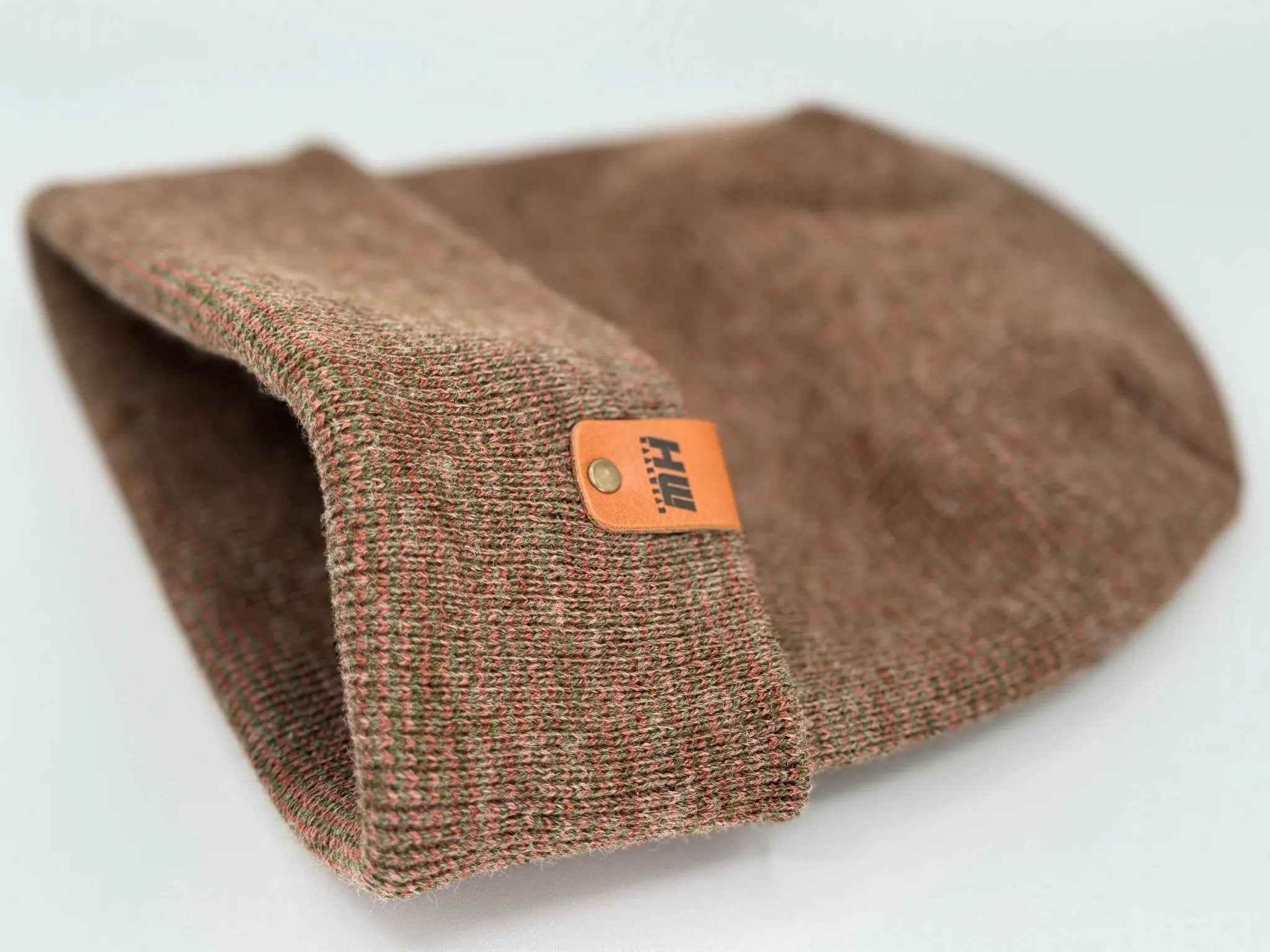 Haakwear H Stitch Fusion Cuffed Beanie / Hat (Patened Design) Burgundy / Green, Made in USA