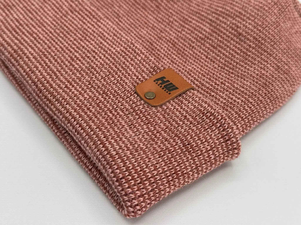 Haakwear H Stitch Fusion Cuffed Beanie / Hat (Patened Design) Burgundy / Pink, Made in USA