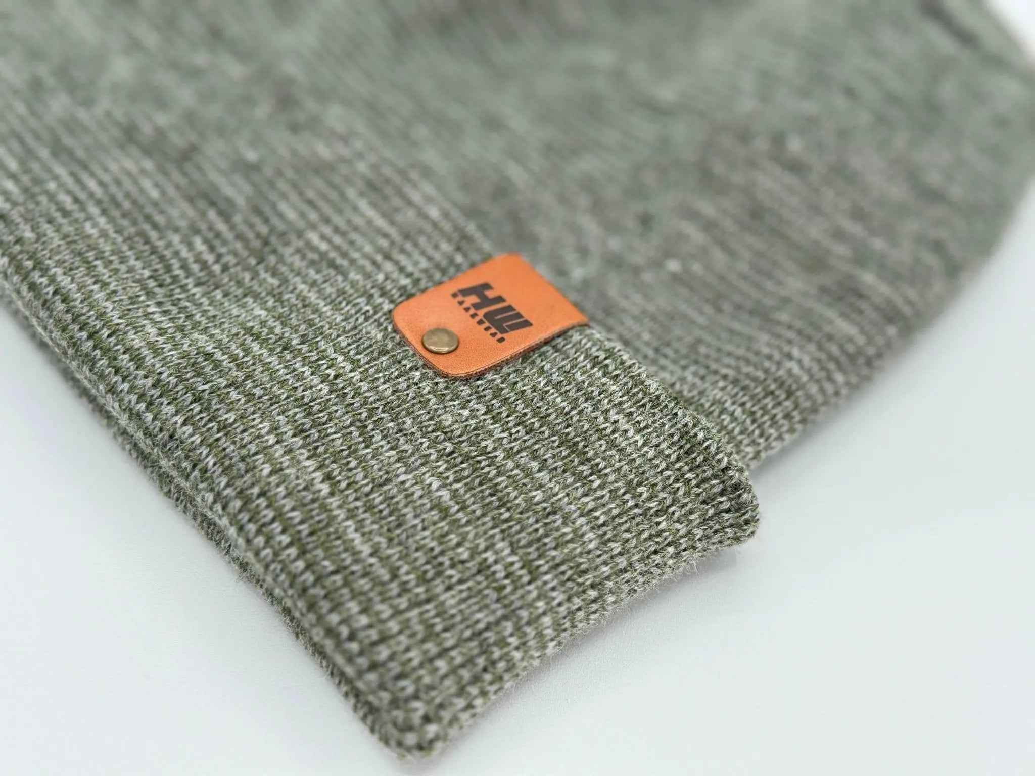 Haakwear H Stitch Fusion Cuffed Beanie / Hat (Patened Design) Gray / Green, Made in USA