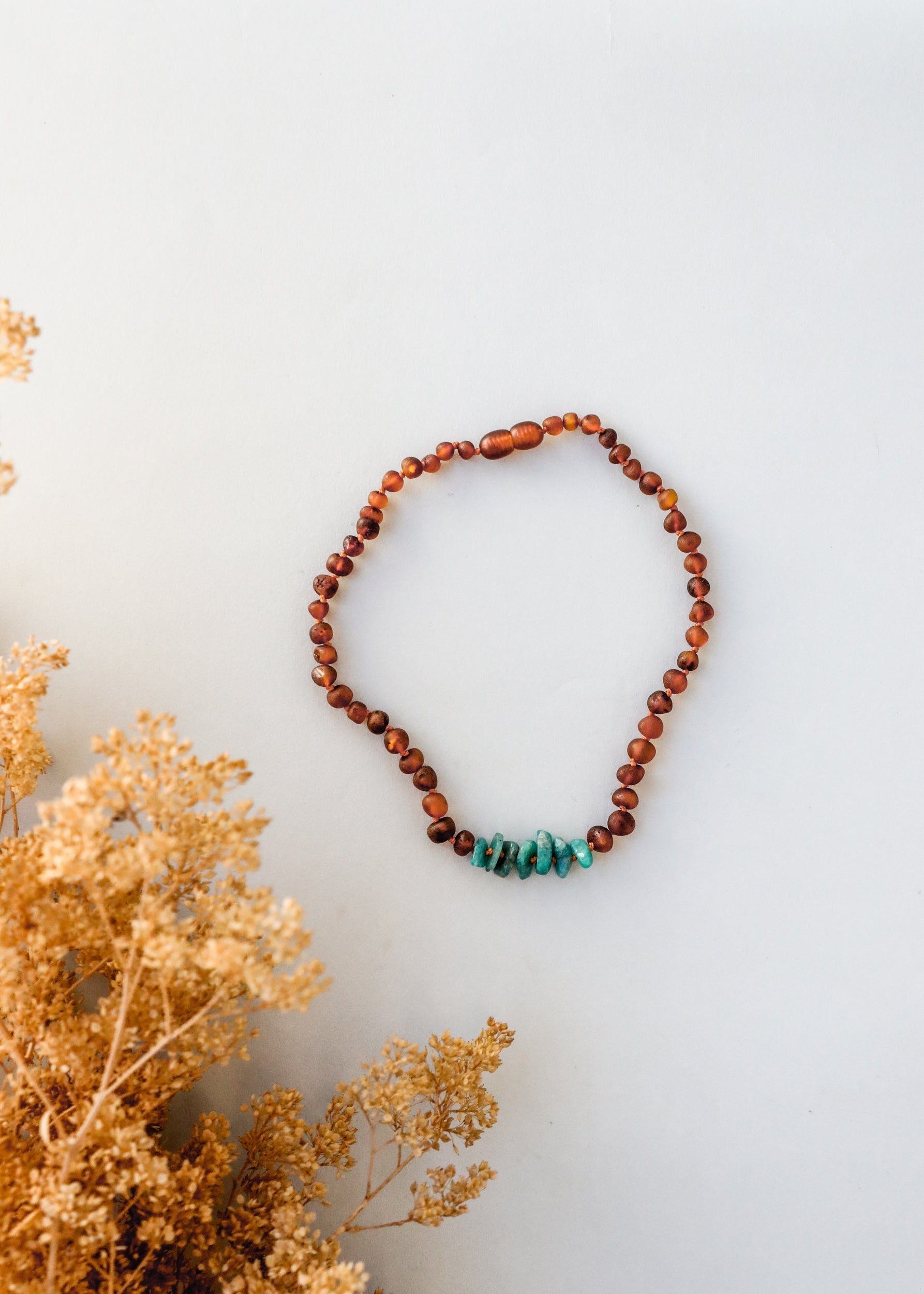 Raw Cognac Baltic Amber + Raw Amazonite || Kids Set