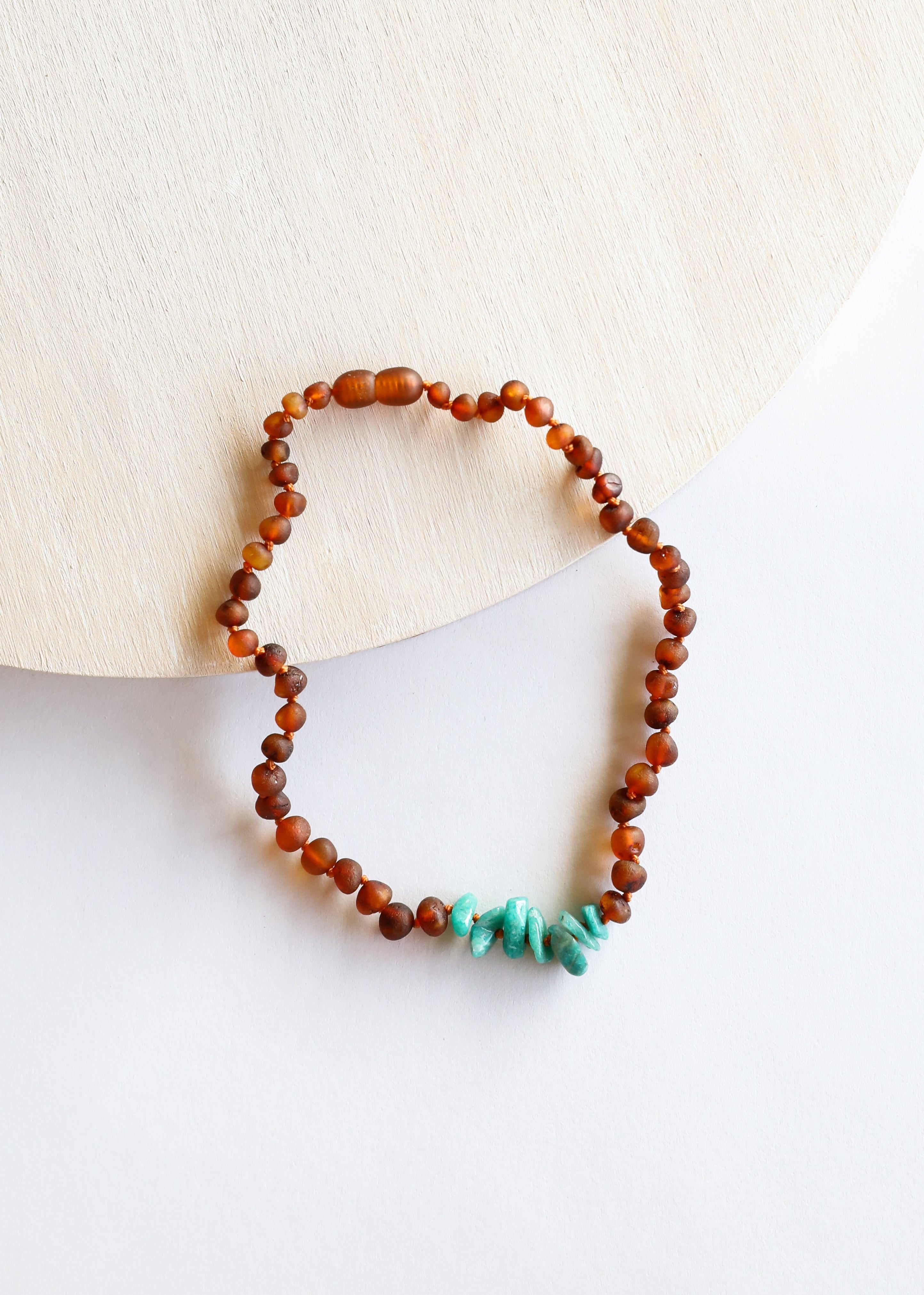 Raw Cognac Baltic Amber + Raw Amazonite || Kids Set