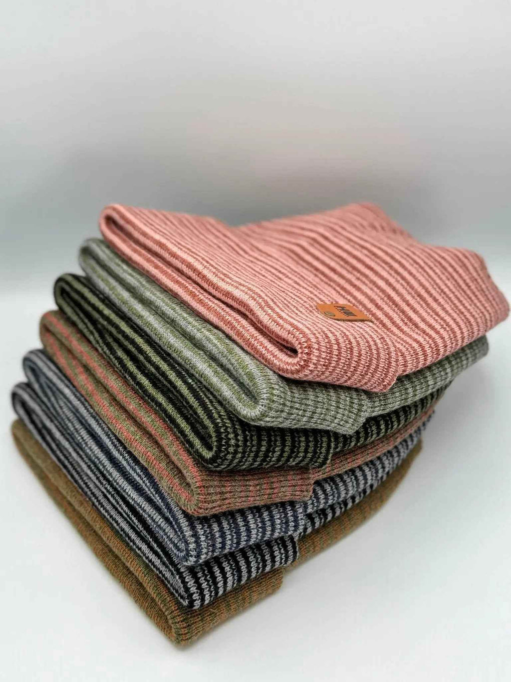 H-Stitch Contrast Cuffed Beanie – Gray/Green | Made in USA | Trending Designer Winter Hat 2025