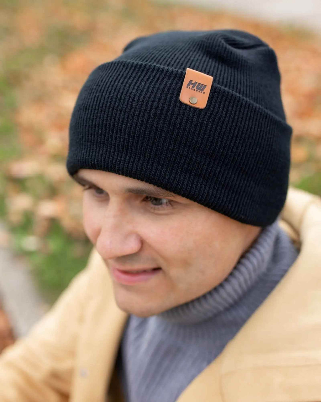 NEW HAAKWEAR H-Stitch Cuffed Beanie - Designed and Made in USA (Patented Design) - Charcoal Black