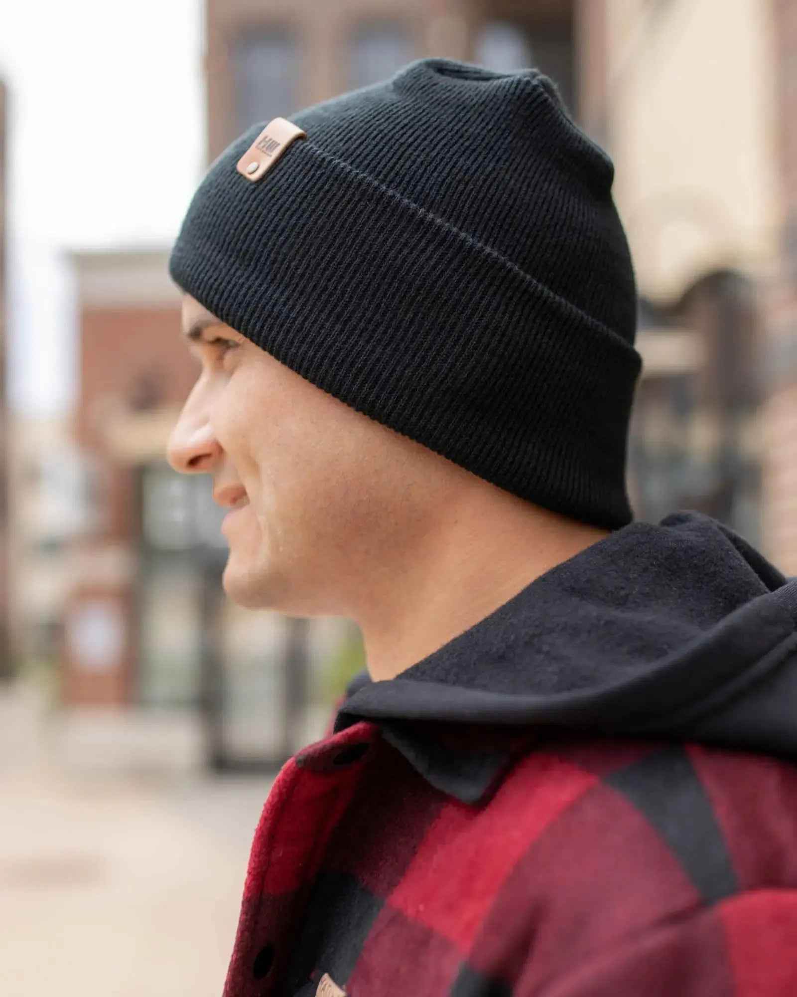NEW HAAKWEAR H-Stitch Cuffed Beanie - Designed and Made in USA (Patented Design) - Charcoal Black