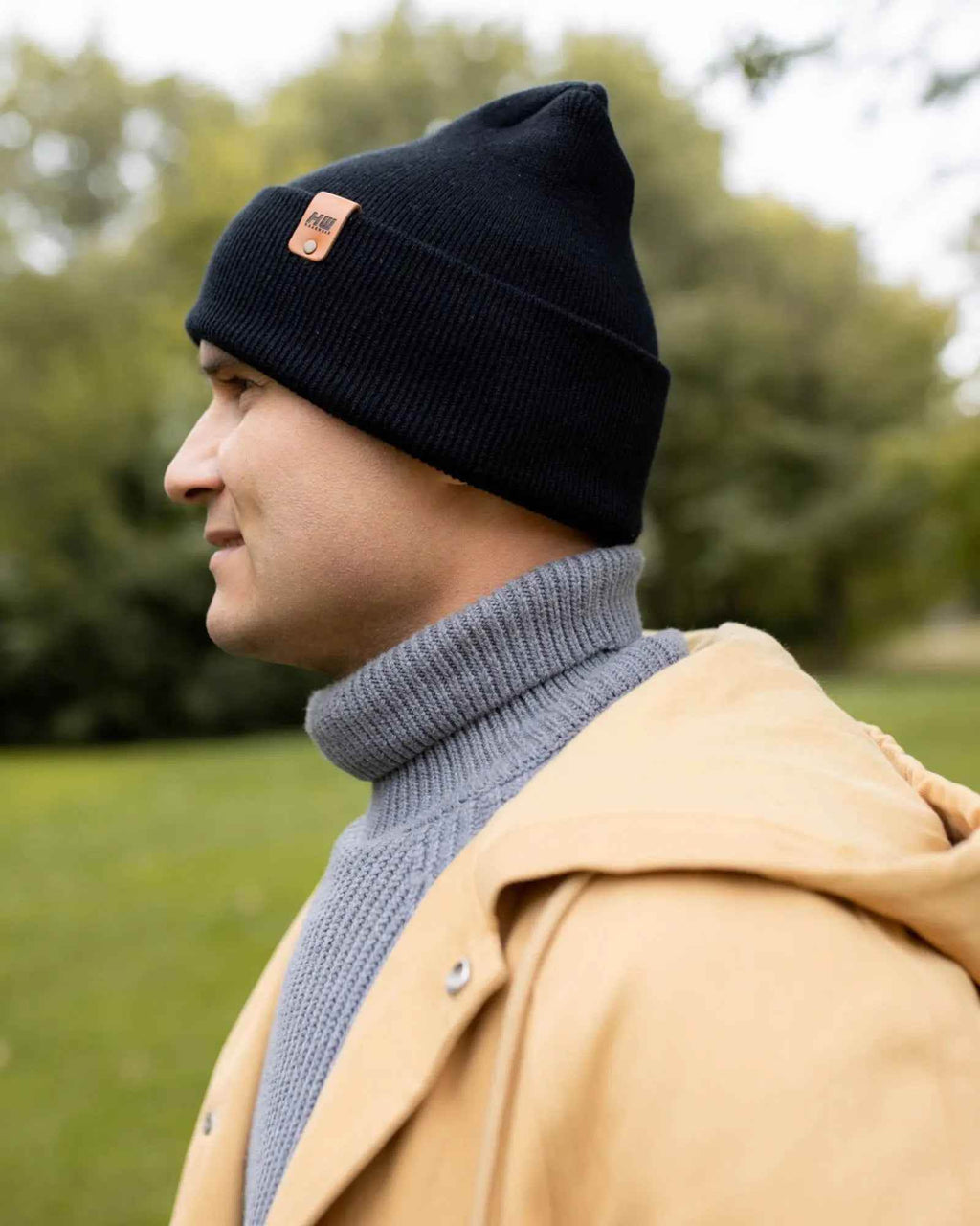 NEW HAAKWEAR H-Stitch Cuffed Beanie - Designed and Made in USA (Patented Design) - Midnight Black