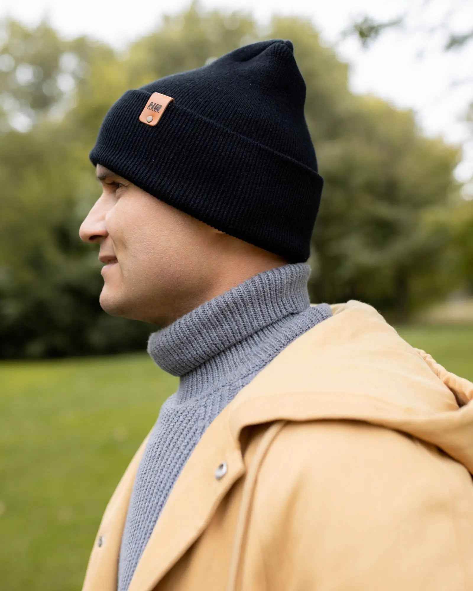 NEW HAAKWEAR H-Stitch Cuffed Beanie - Designed and Made in USA (Patented Design) - Midnight Black