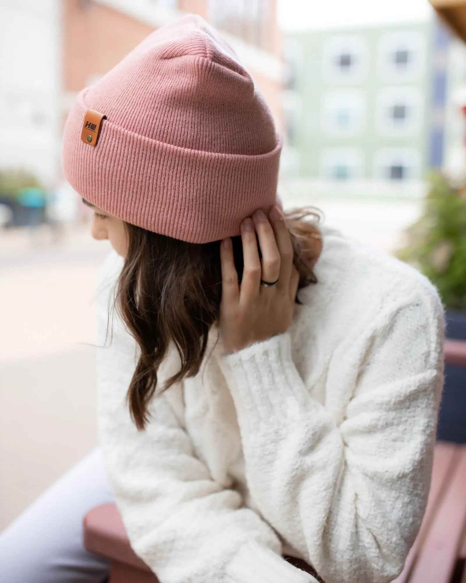 NEW HAAKWEAR H-Stitch Cuffed Beanie - Designed and Made in USA (Patented Design) - Pearl Pink