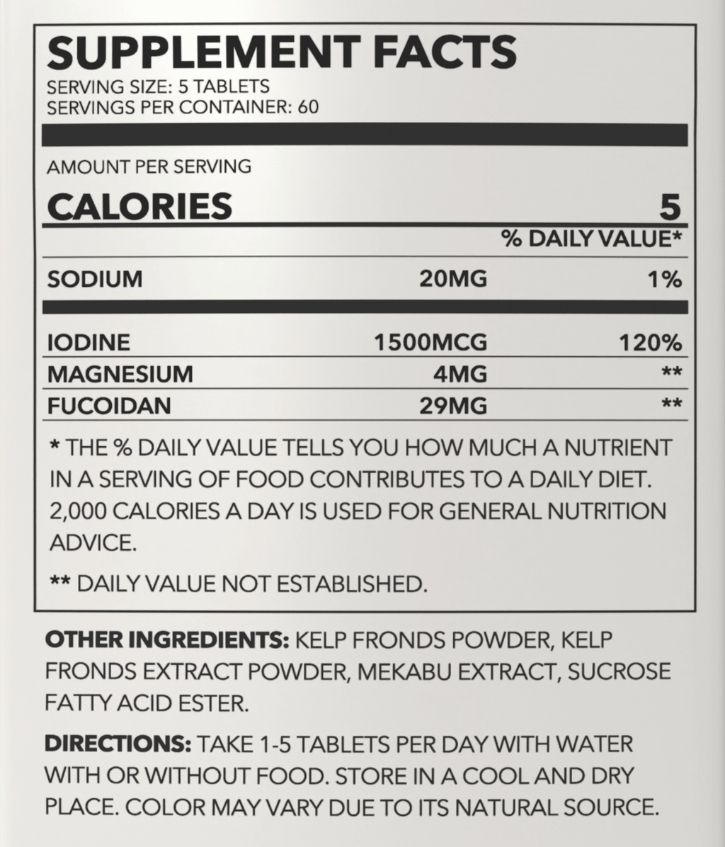 Pure Oceanic Root Iodine Kelp Root Tablets