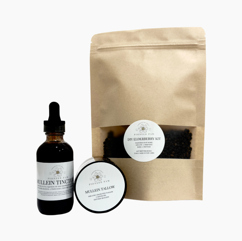 Immunity Combo: Immune System & Respiratory Support- Mullein Tincture + Elderberry Kit + Mullein Tallow