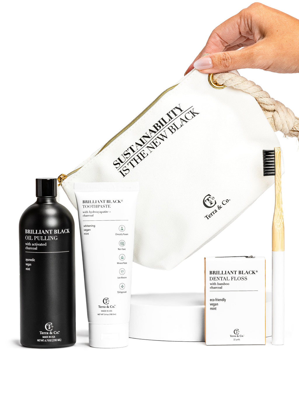 Sustainability is the New Black® Set – Ayurvedic Oil Pulling + Micro Hydroxyapatite | Terra & Co.®